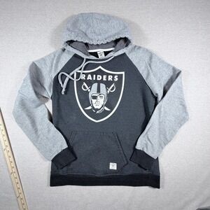 Vintage Raiders Hoodie Mens Charcoal Grey Raglan Pullover Sweatshirt No Size